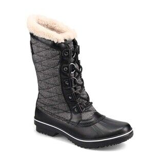 JBU Womens 11 M Black Herringbone Lace Up Snow Boots PREOWNED JB3